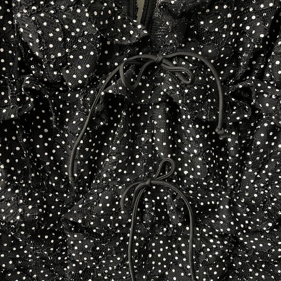 For Love & Lemons Leila Polka Dot Lace Ruched Mini Dress Size Small - Picture 5 of 10